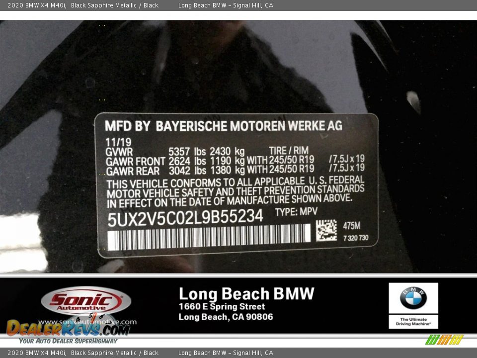 2020 BMW X4 M40i Black Sapphire Metallic / Black Photo #11