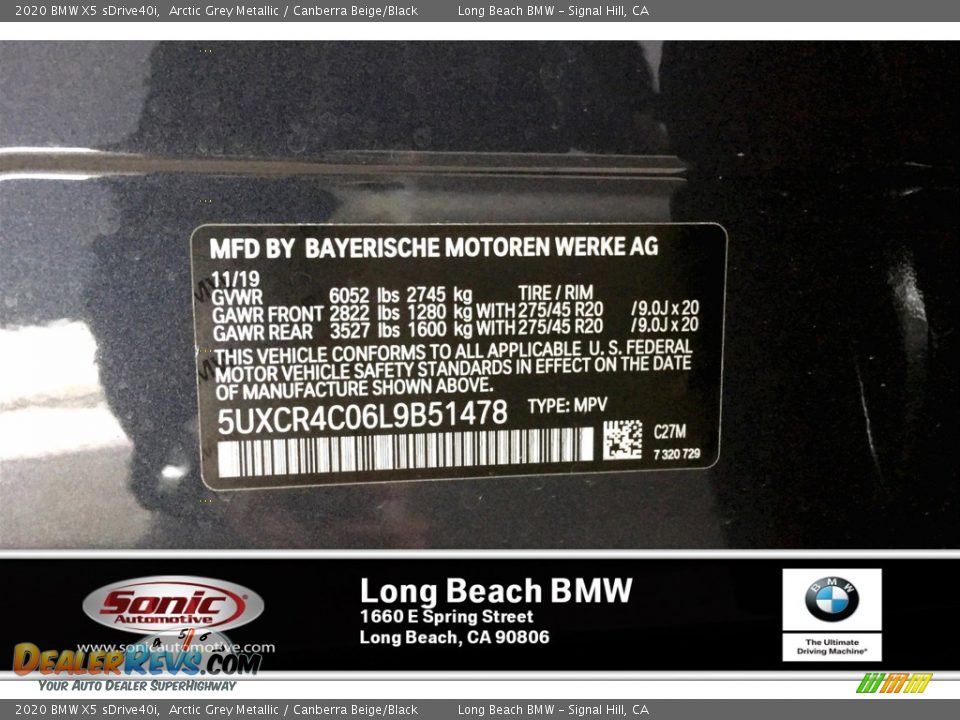 2020 BMW X5 sDrive40i Arctic Grey Metallic / Canberra Beige/Black Photo #11