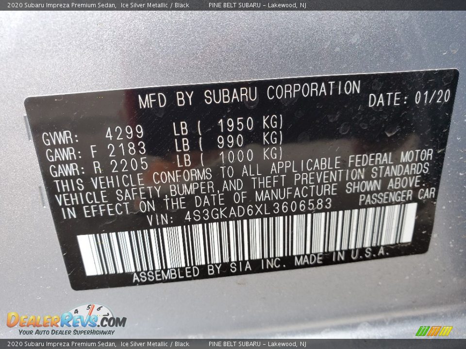 2020 Subaru Impreza Premium Sedan Ice Silver Metallic / Black Photo #9