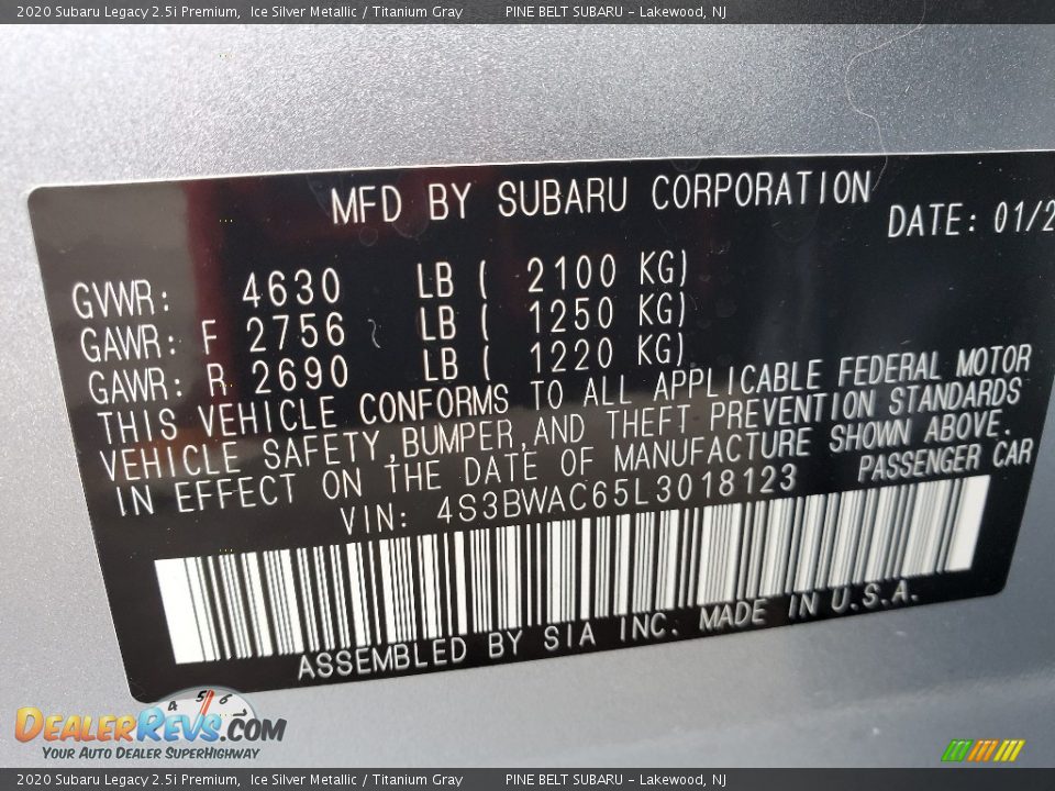 2020 Subaru Legacy 2.5i Premium Ice Silver Metallic / Titanium Gray Photo #9
