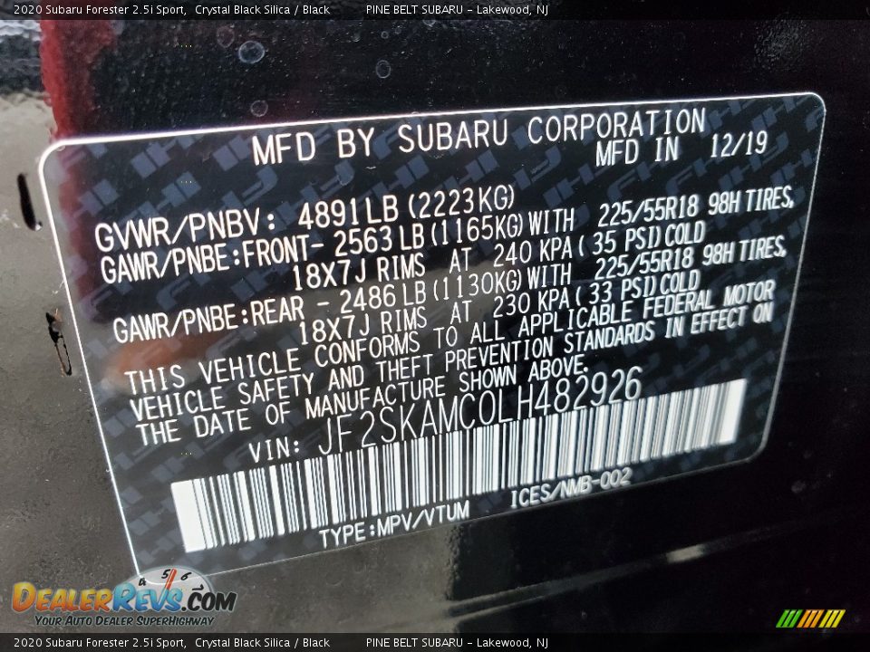 2020 Subaru Forester 2.5i Sport Crystal Black Silica / Black Photo #9