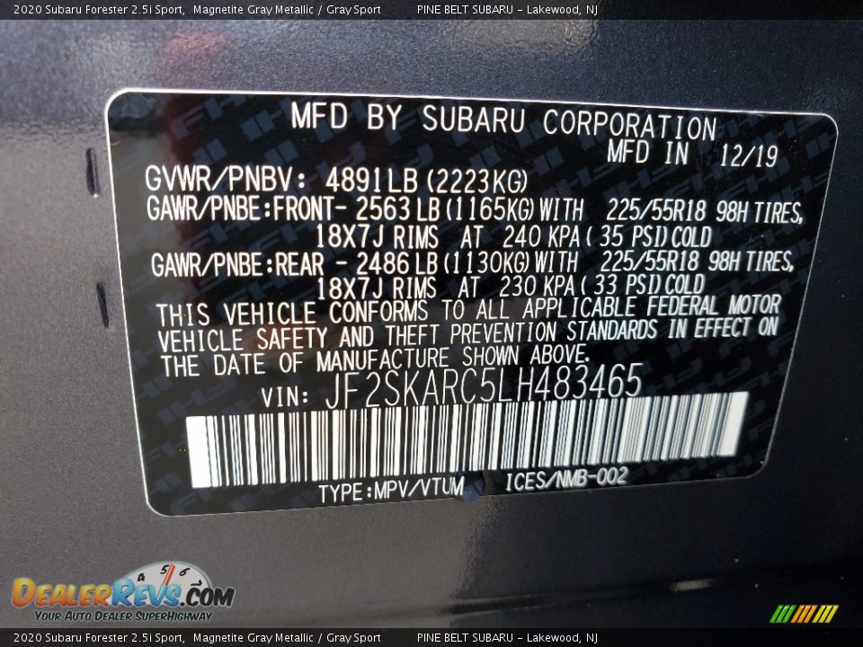 2020 Subaru Forester 2.5i Sport Magnetite Gray Metallic / Gray Sport Photo #9