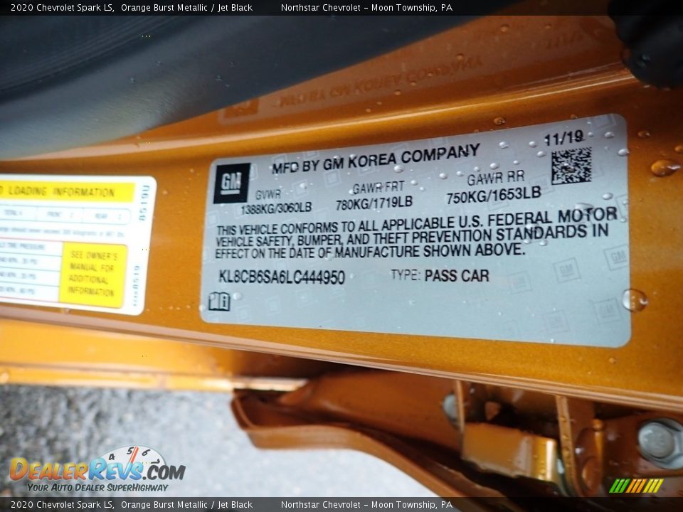 2020 Chevrolet Spark LS Orange Burst Metallic / Jet Black Photo #17