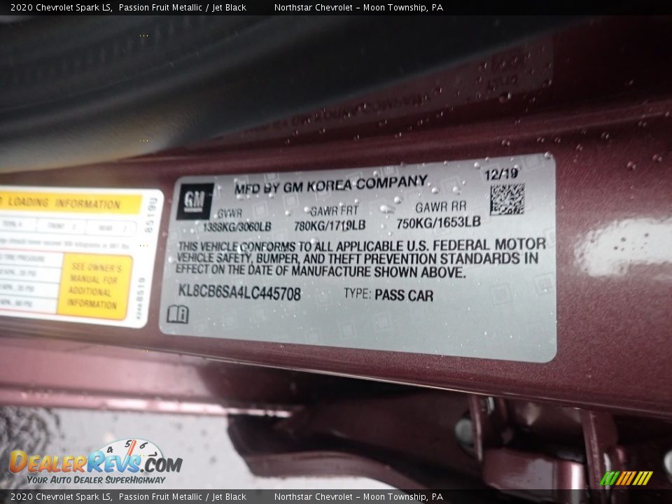 2020 Chevrolet Spark LS Passion Fruit Metallic / Jet Black Photo #15