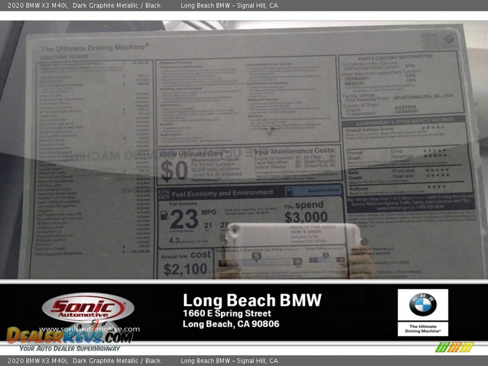 2020 BMW X3 M40i Dark Graphite Metallic / Black Photo #10