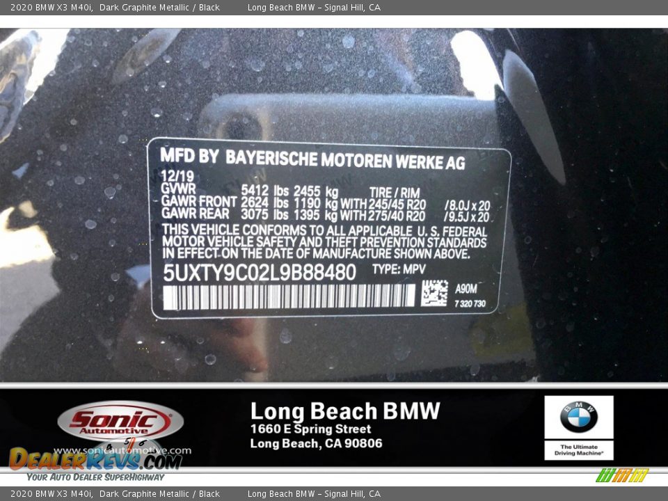 2020 BMW X3 M40i Dark Graphite Metallic / Black Photo #11