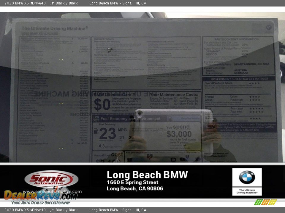 2020 BMW X5 sDrive40i Jet Black / Black Photo #10