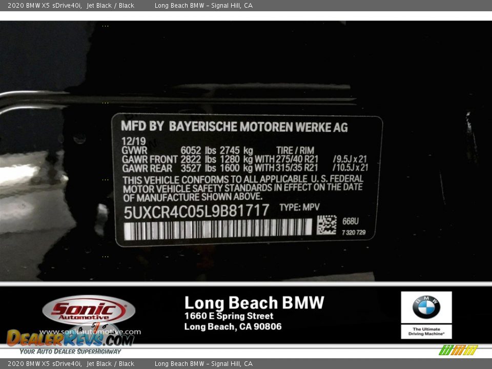 2020 BMW X5 sDrive40i Jet Black / Black Photo #11