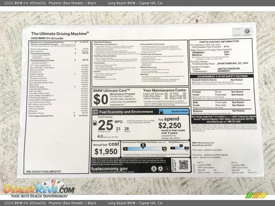 2020 BMW X4 xDrive30i Phytonic Blue Metallic / Black Photo #10