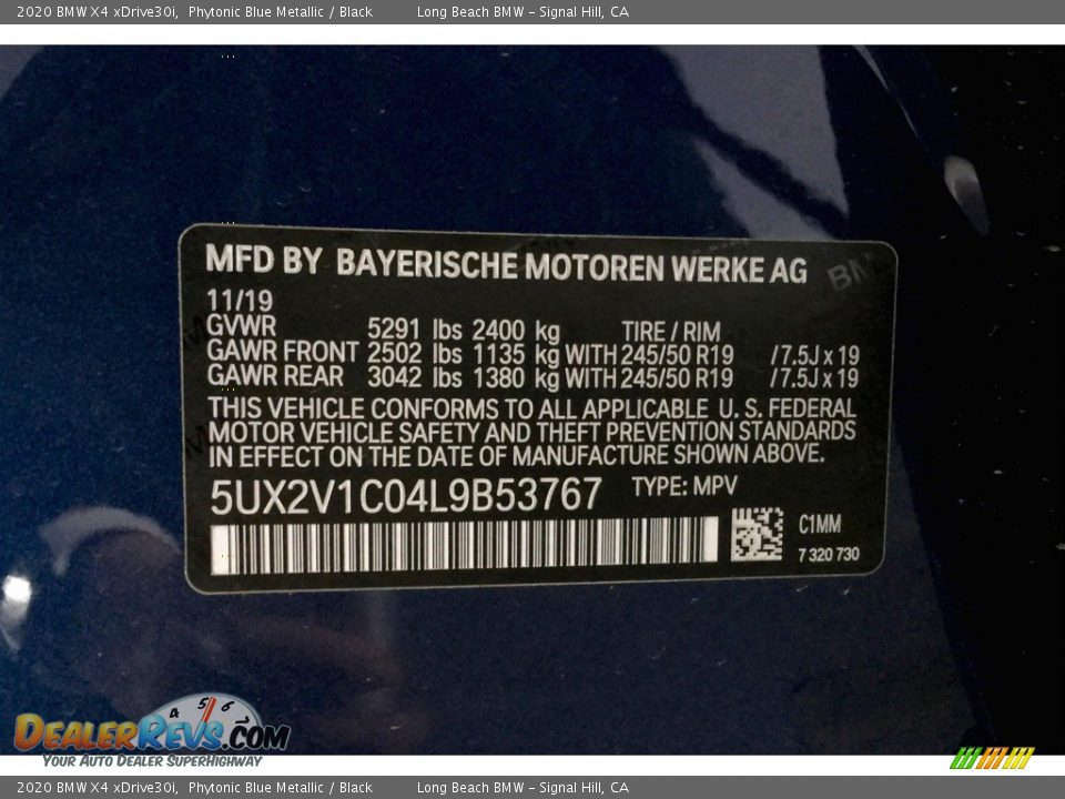 2020 BMW X4 xDrive30i Phytonic Blue Metallic / Black Photo #11