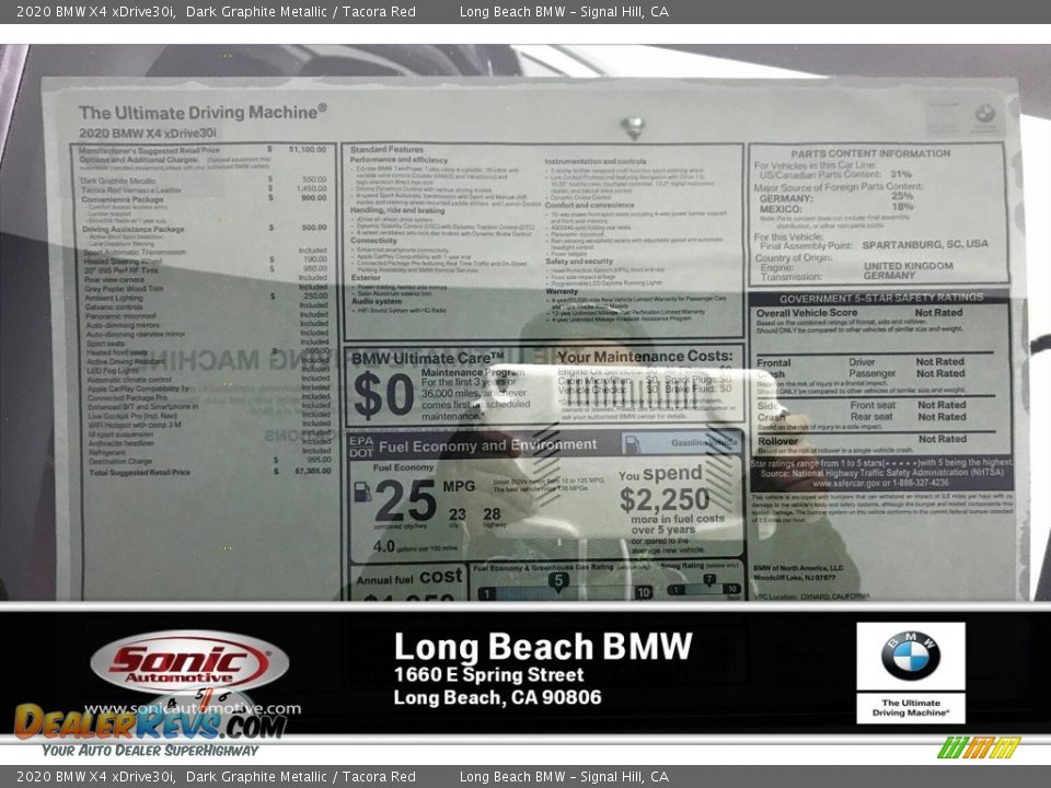 2020 BMW X4 xDrive30i Dark Graphite Metallic / Tacora Red Photo #10