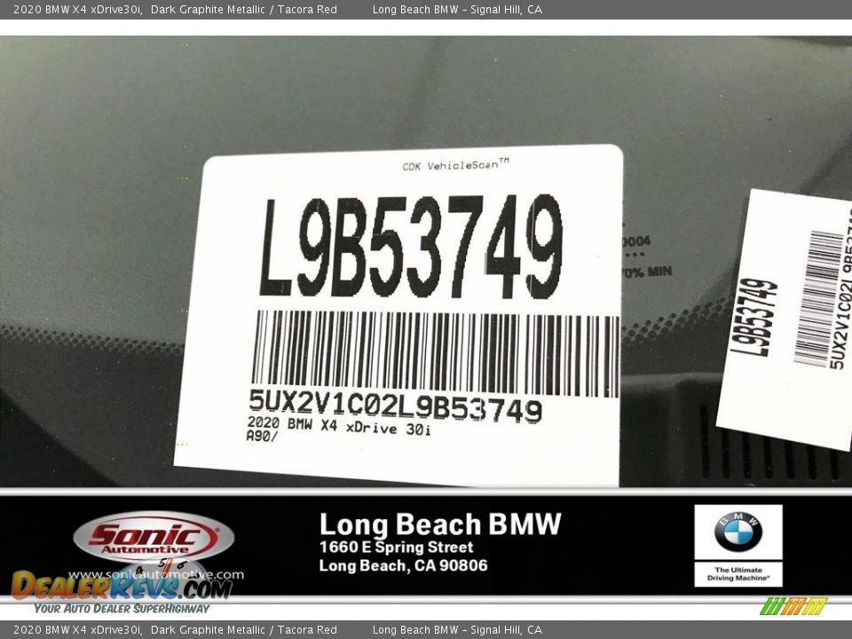 2020 BMW X4 xDrive30i Dark Graphite Metallic / Tacora Red Photo #11