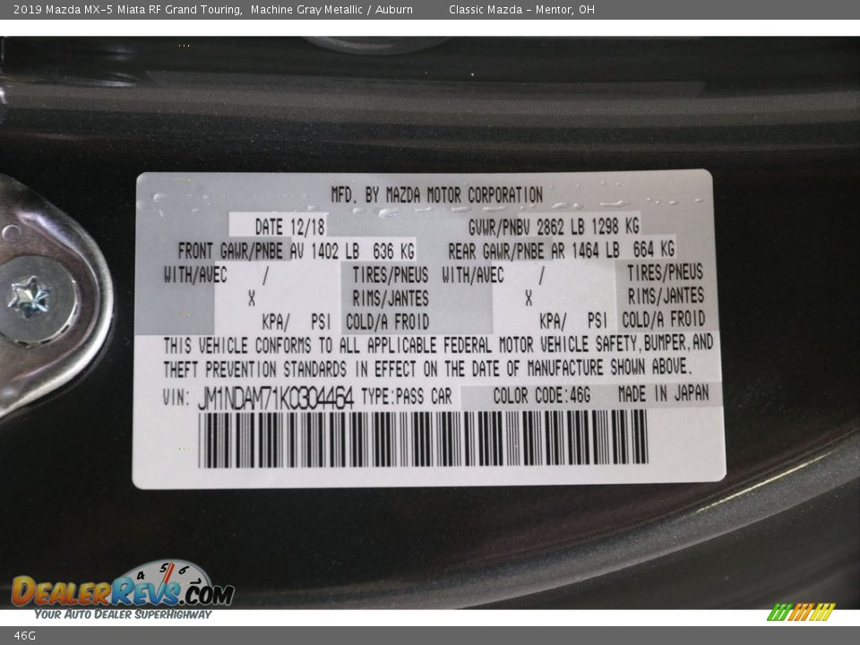 Mazda Color Code 46G Machine Gray Metallic