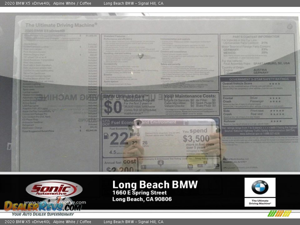 2020 BMW X5 xDrive40i Alpine White / Coffee Photo #10