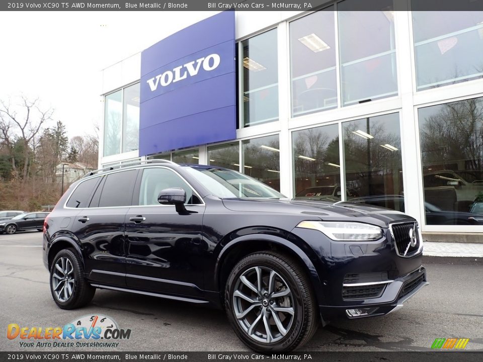 2019 Volvo XC90 T5 AWD Momentum Blue Metallic / Blonde Photo #1