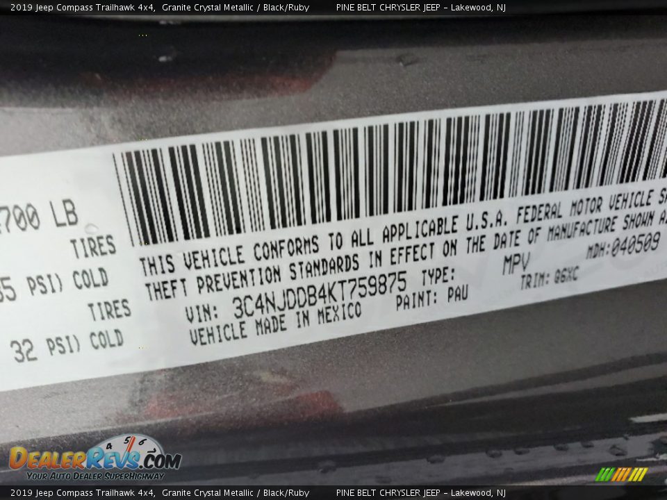2019 Jeep Compass Trailhawk 4x4 Granite Crystal Metallic / Black/Ruby Photo #28