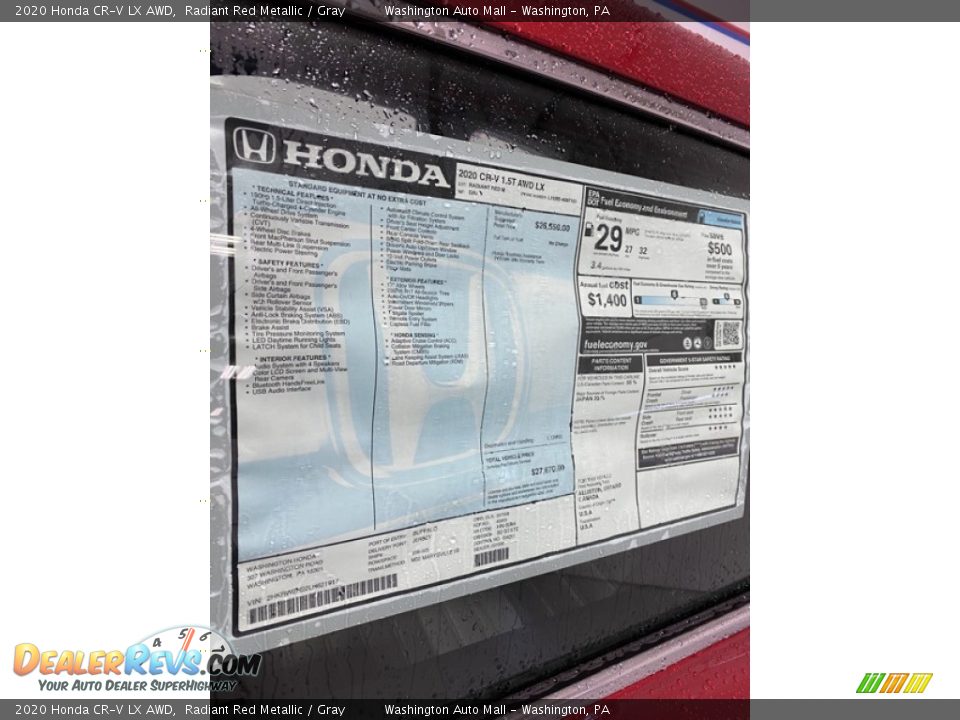 2020 Honda CR-V LX AWD Radiant Red Metallic / Gray Photo #15