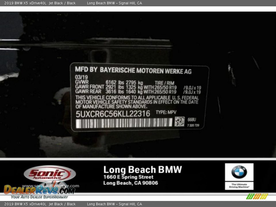 2019 BMW X5 xDrive40i Jet Black / Black Photo #10