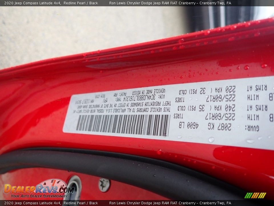 2020 Jeep Compass Latitude 4x4 Redline Pearl / Black Photo #15