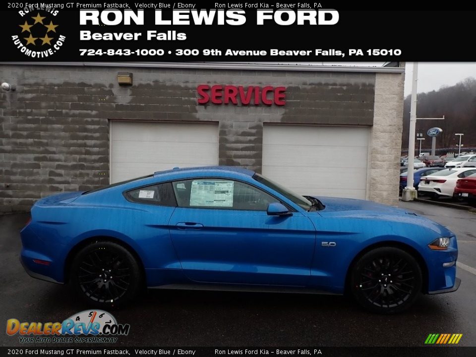 2020 Ford Mustang GT Premium Fastback Velocity Blue / Ebony Photo #1