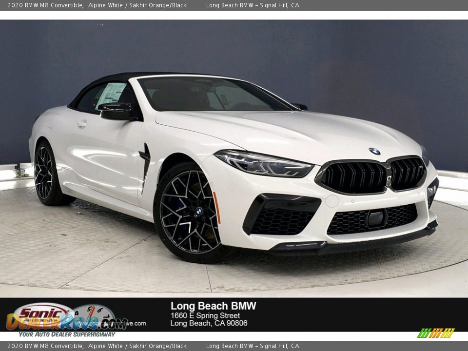 2020 BMW M8 Convertible Alpine White / Sakhir Orange/Black Photo #1