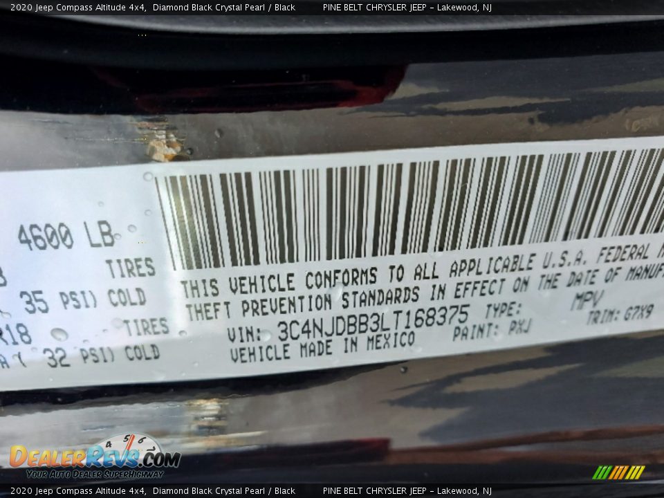 2020 Jeep Compass Altitude 4x4 Diamond Black Crystal Pearl / Black Photo #9