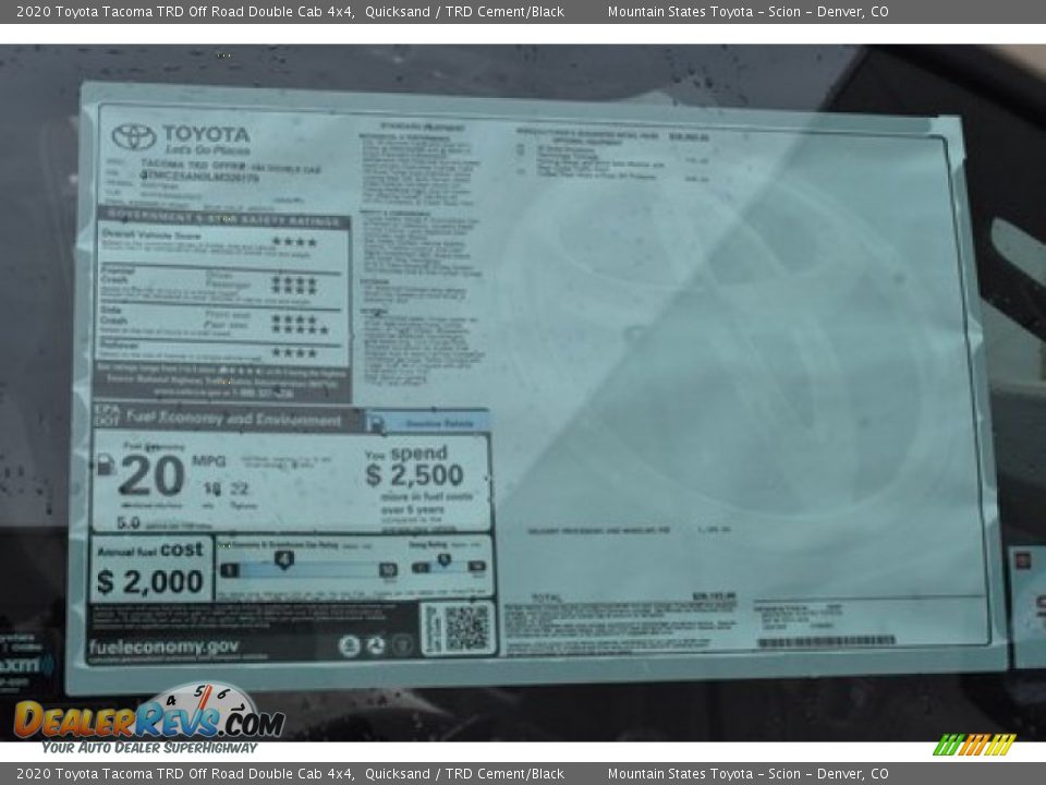 2020 Toyota Tacoma TRD Off Road Double Cab 4x4 Quicksand / TRD Cement/Black Photo #10