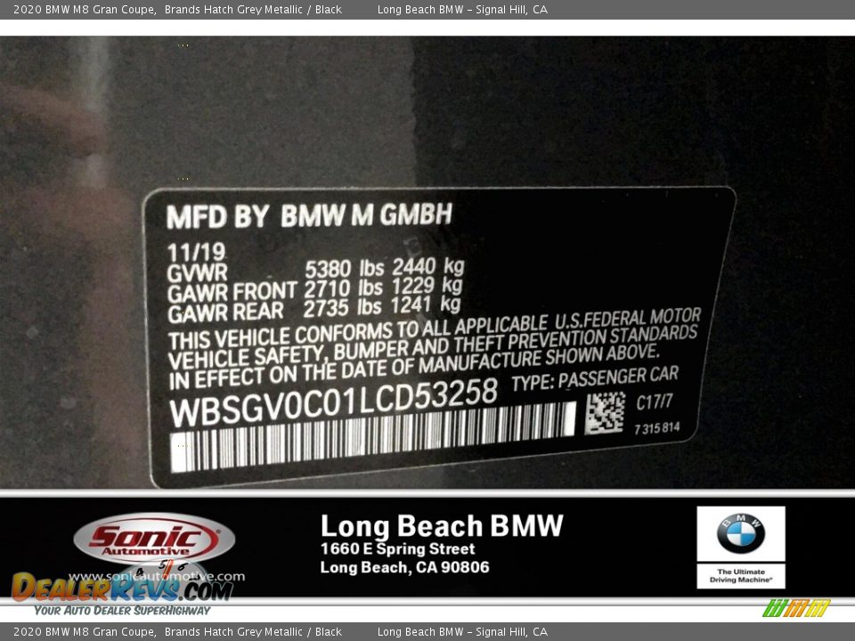 2020 BMW M8 Gran Coupe Brands Hatch Grey Metallic / Black Photo #10