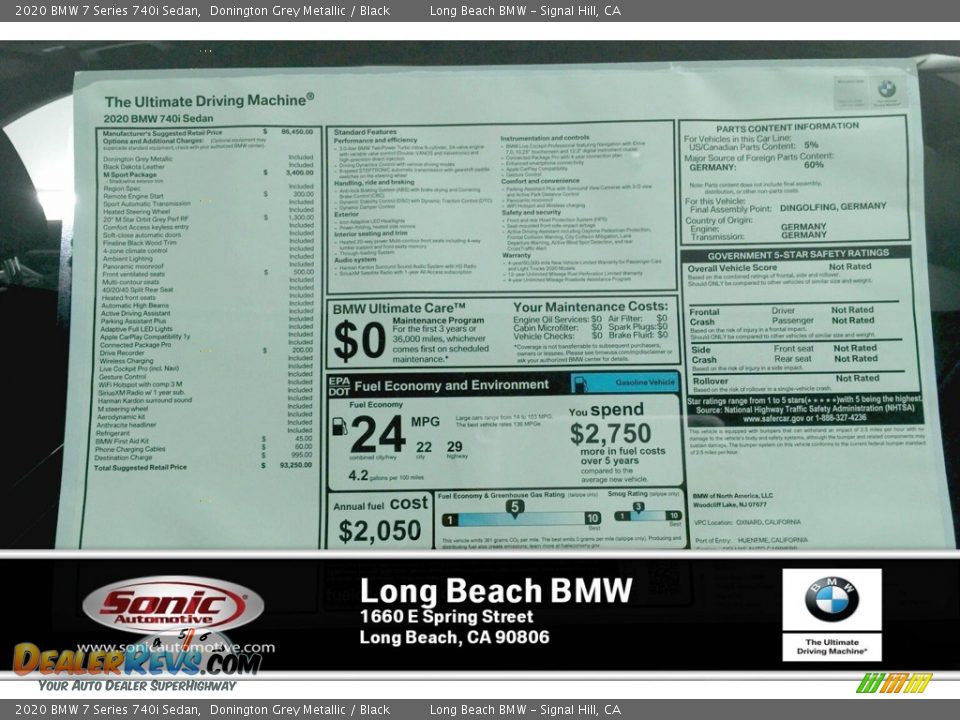 2020 BMW 7 Series 740i Sedan Donington Grey Metallic / Black Photo #10