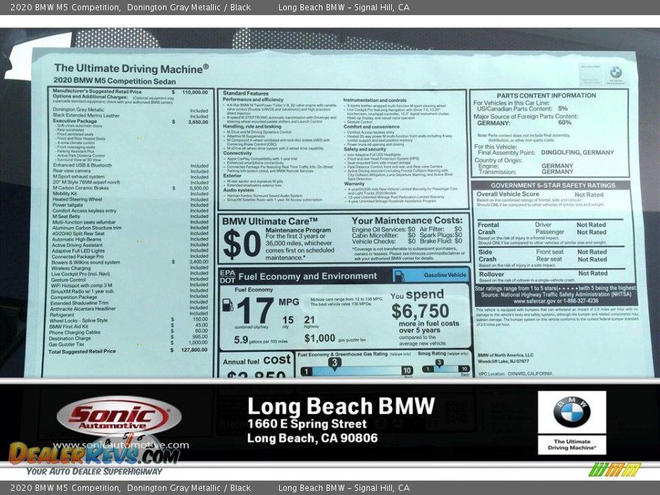 2020 BMW M5 Competition Donington Gray Metallic / Black Photo #10