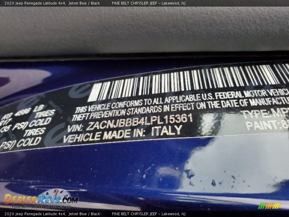 2020 Jeep Renegade Latitude 4x4 Jetset Blue / Black Photo #9