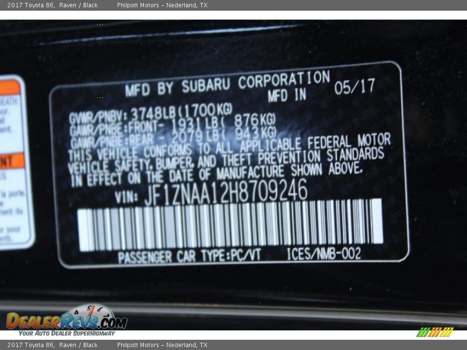 2017 Toyota 86 Raven / Black Photo #24