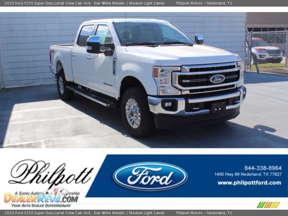 2020 Ford F250 Super Duty Lariat Crew Cab 4x4 Star White Metallic / Medium Light Camel Photo #1