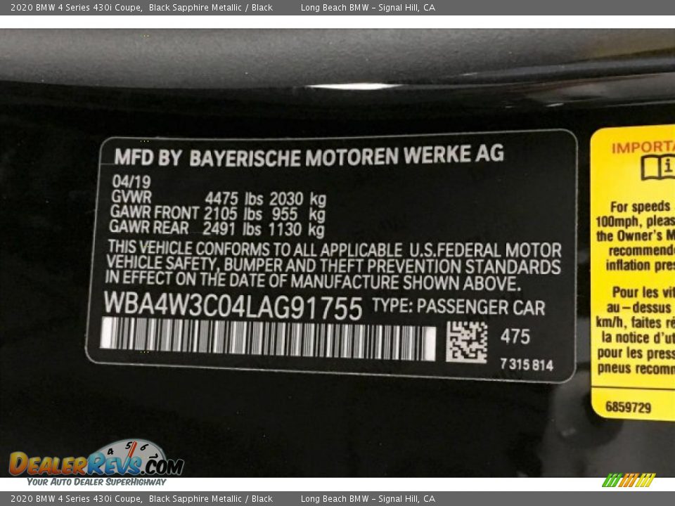 2020 BMW 4 Series 430i Coupe Black Sapphire Metallic / Black Photo #19