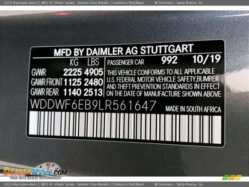 2020 Mercedes-Benz C AMG 43 4Matic Sedan Selenite Grey Metallic / Cranberry Red/Black Photo #24