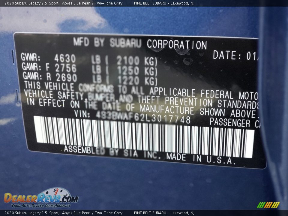 2020 Subaru Legacy 2.5i Sport Abyss Blue Pearl / Two-Tone Gray Photo #9