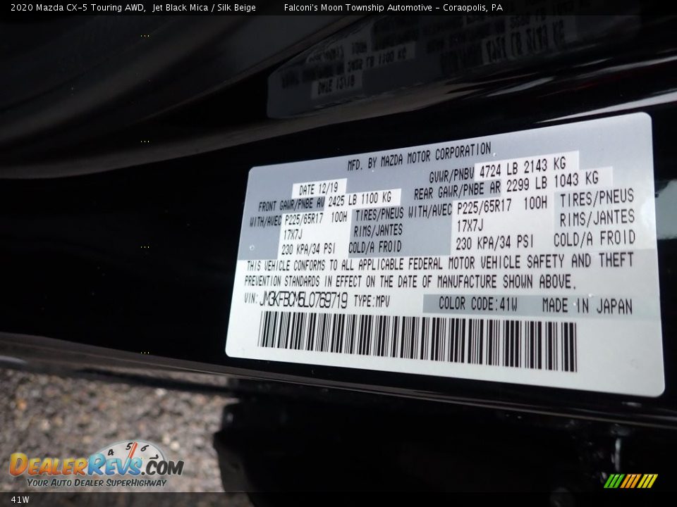 Mazda Color Code 41W Jet Black Mica