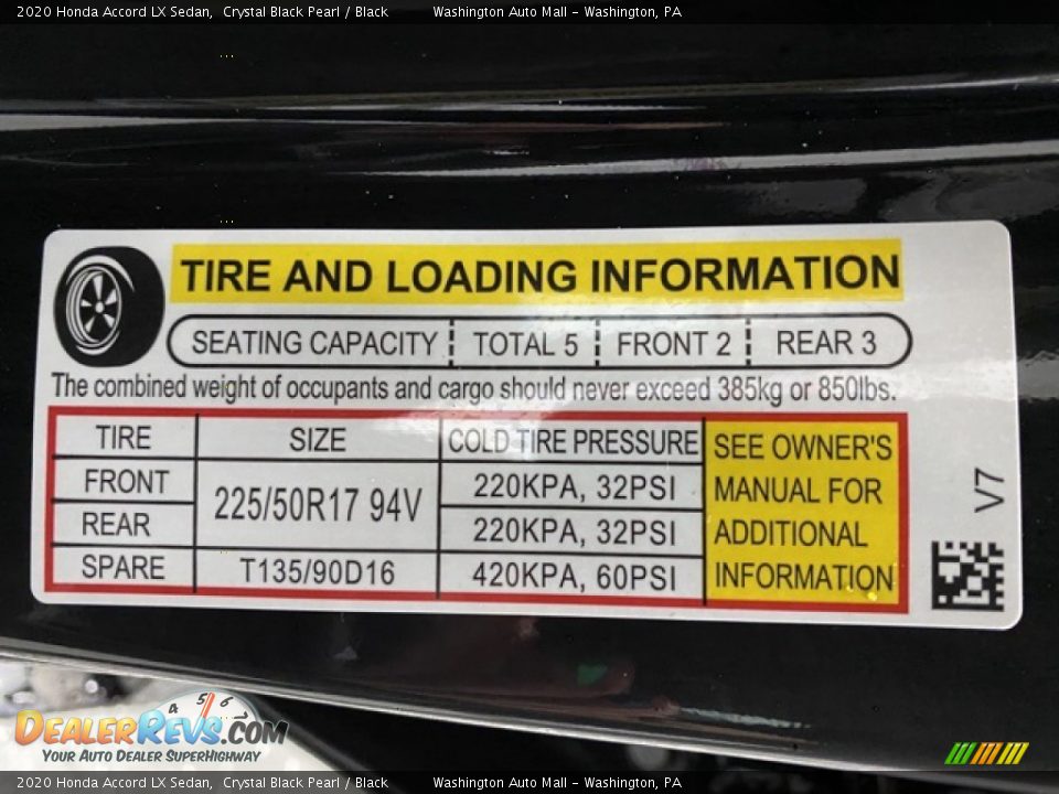 2020 Honda Accord LX Sedan Crystal Black Pearl / Black Photo #8