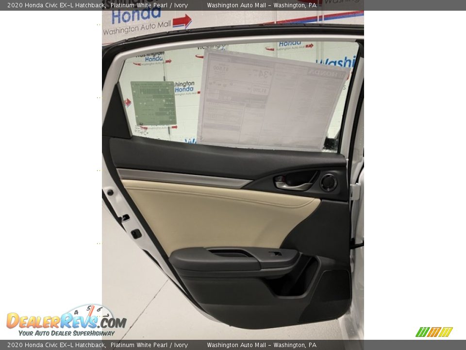 2020 Honda Civic EX-L Hatchback Platinum White Pearl / Ivory Photo #16