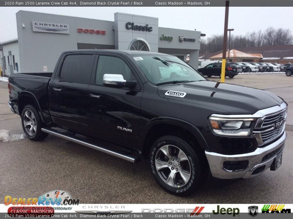 2020 Ram 1500 Laramie Crew Cab 4x4 Diamond Black Crystal Pearl / Black Photo #1