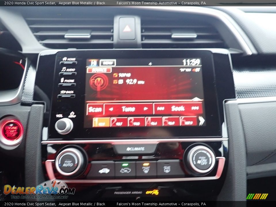 2020 Honda Civic Sport Sedan Aegean Blue Metallic / Black Photo #14