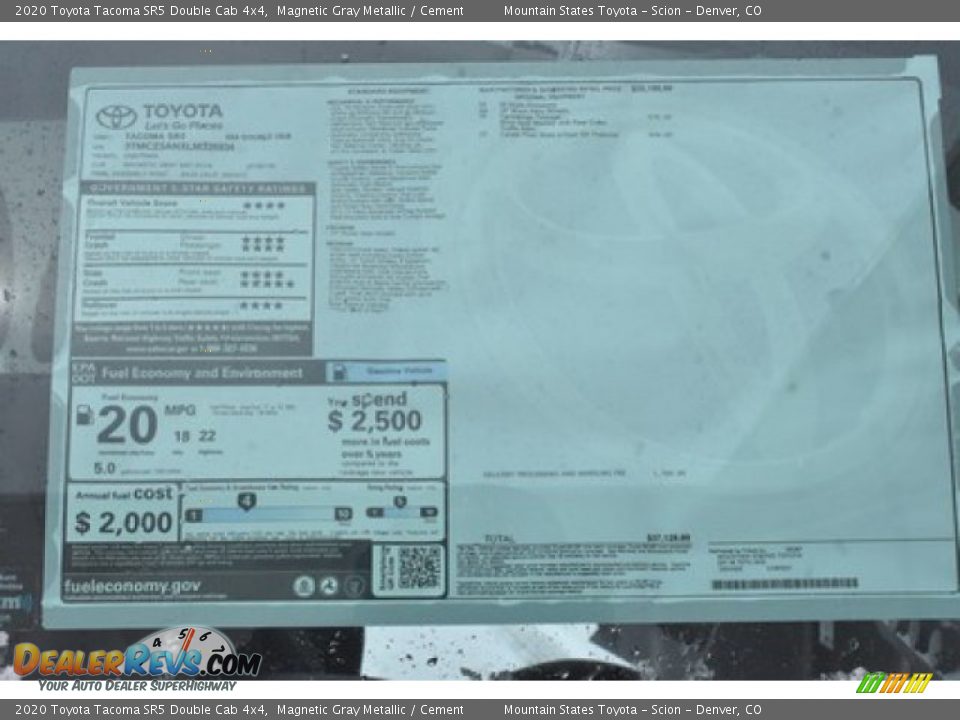 2020 Toyota Tacoma SR5 Double Cab 4x4 Magnetic Gray Metallic / Cement Photo #10