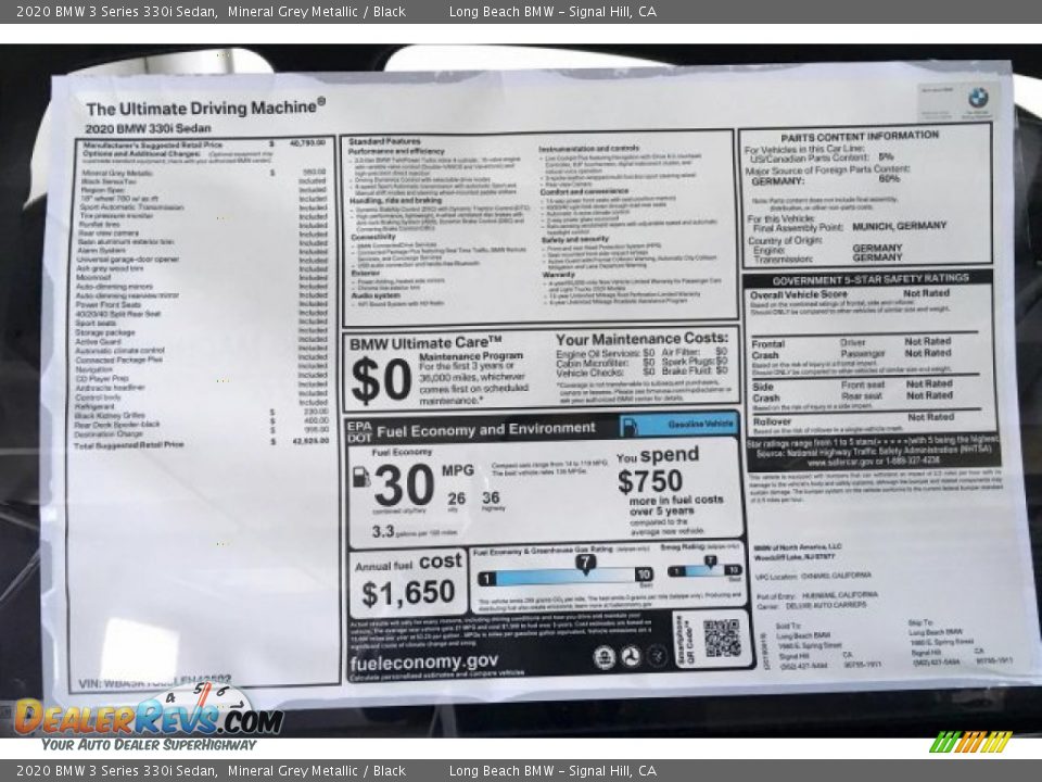 2020 BMW 3 Series 330i Sedan Mineral Grey Metallic / Black Photo #10