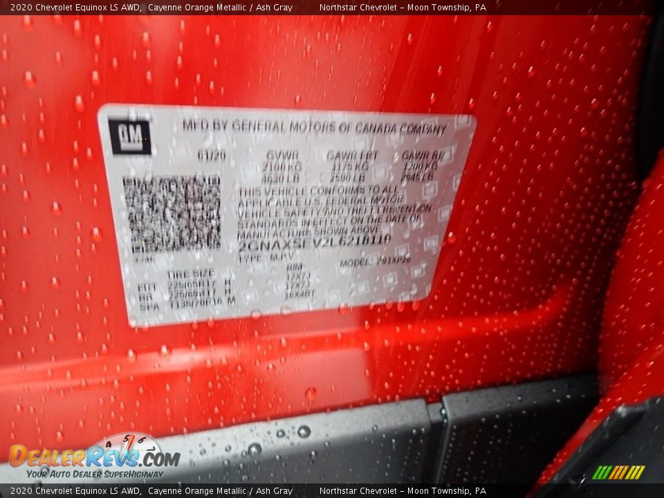 2020 Chevrolet Equinox LS AWD Cayenne Orange Metallic / Ash Gray Photo #15