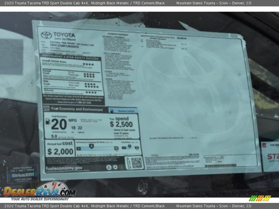 2020 Toyota Tacoma TRD Sport Double Cab 4x4 Midnight Black Metallic / TRD Cement/Black Photo #10