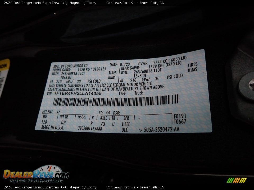 2020 Ford Ranger Lariat SuperCrew 4x4 Magnetic / Ebony Photo #10