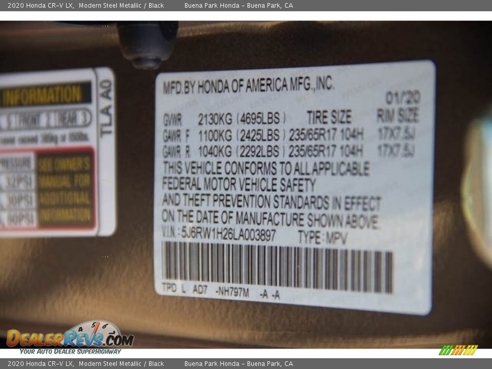 2020 Honda CR-V LX Modern Steel Metallic / Black Photo #27