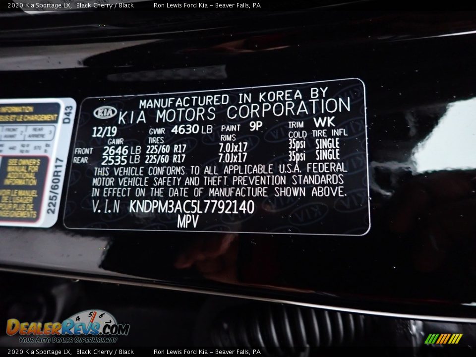 2020 Kia Sportage LX Black Cherry / Black Photo #11