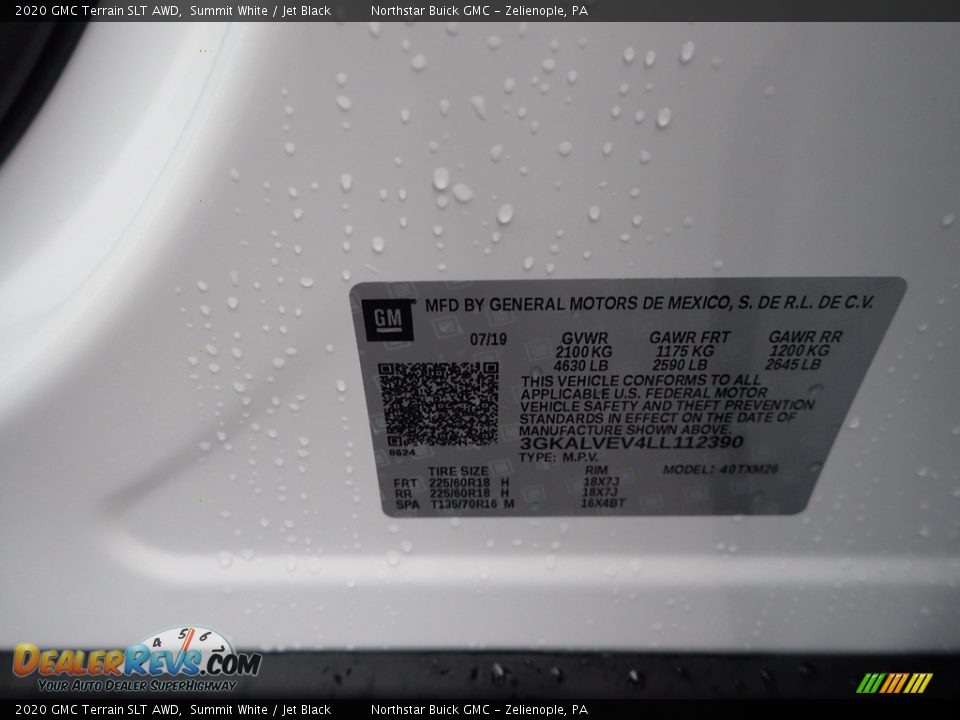 2020 GMC Terrain SLT AWD Summit White / Jet Black Photo #15