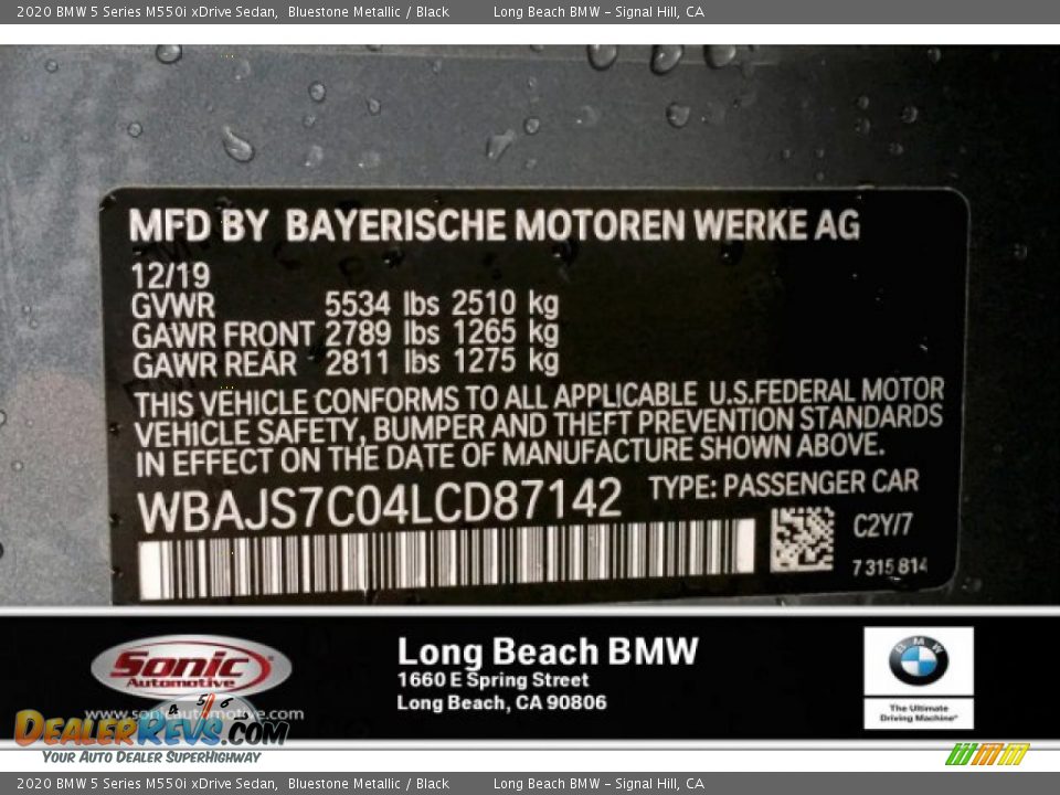 2020 BMW 5 Series M550i xDrive Sedan Bluestone Metallic / Black Photo #11